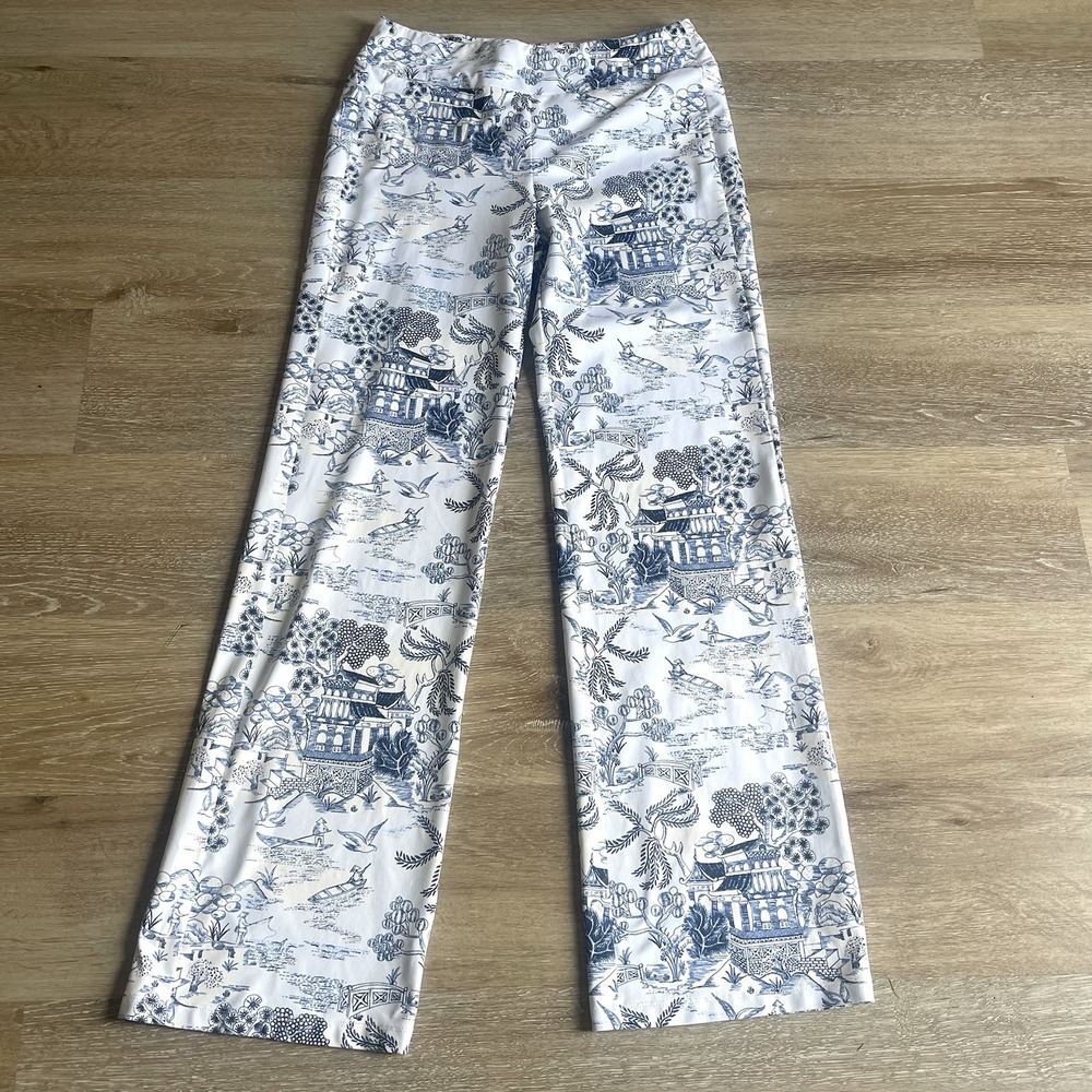 J. Mcglaughlin Asian Toile Straight Leg Pants XS Stretchy Pocket Straight Leg